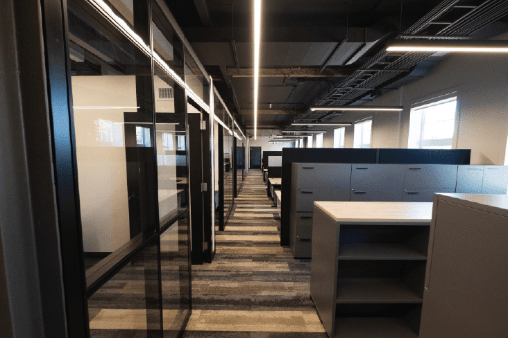 Interior Design of an Office Space with Office furniture in a flexible office